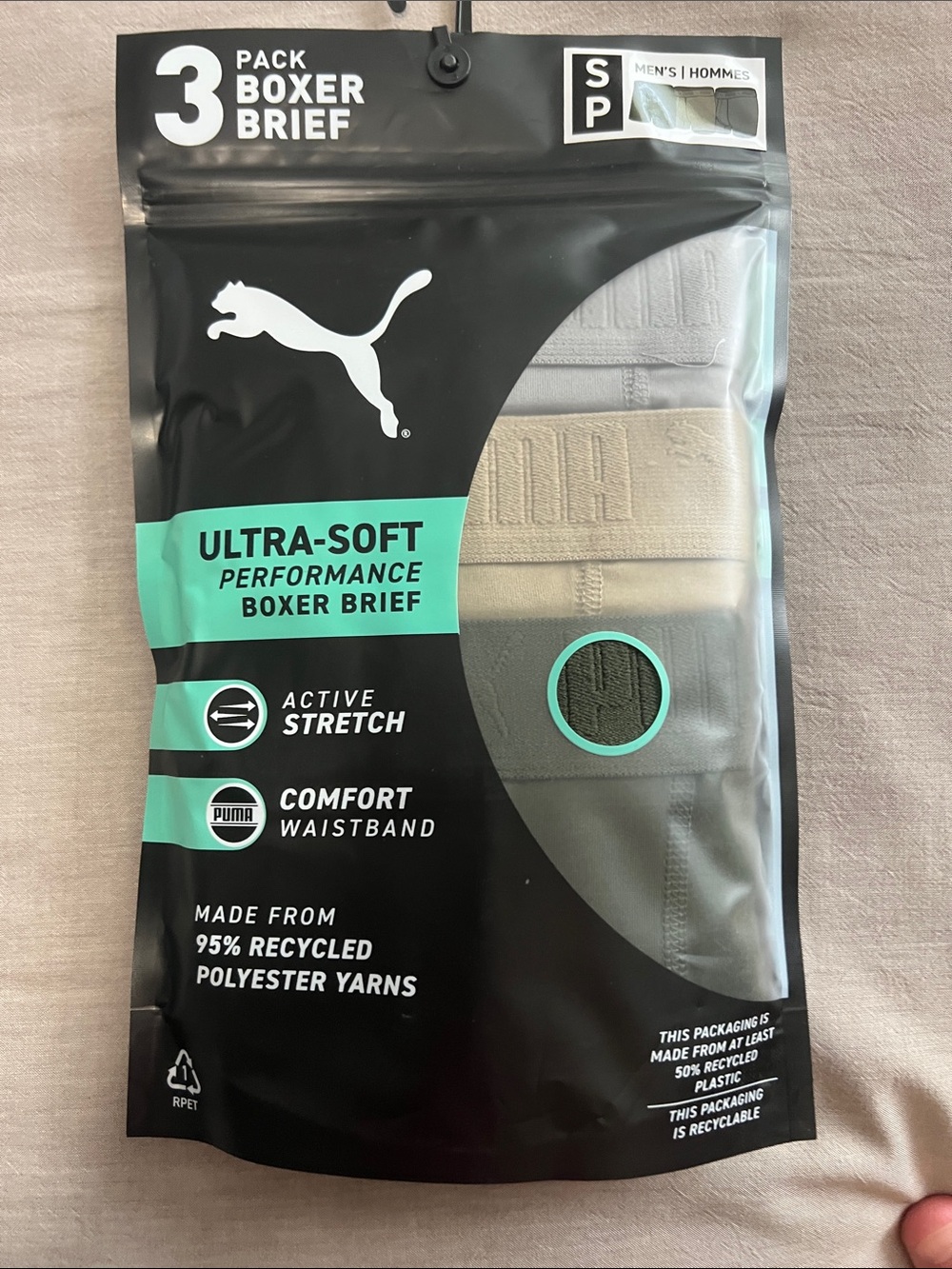 Mens Puma Ultra-Soft Performance Boxer Briefs 3 pack (942303 03) size S 28-30